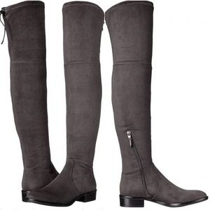 Sam Edelman Paloma Gray Faux Suede Over Knee Drawstring Cinch 1" Heel Boot 10